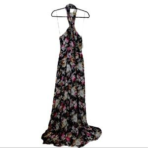 Navy Long Floral Dress - Medium